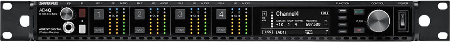 Shure AD4QNP=-C 4-Channel Digital Wireless Receiver for AD / ADX Transmitters - C Band - 750-960 MHz - PSSL ProSound and Stage Lighting