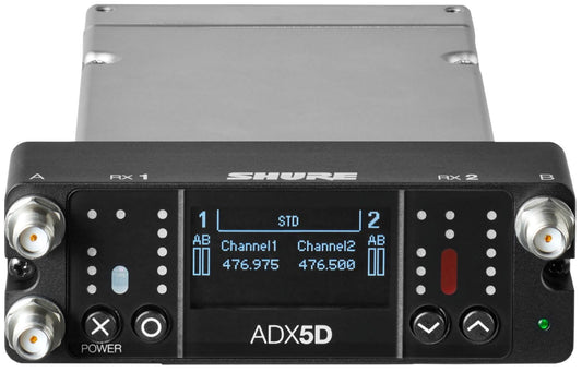 Shure Axient ADX5DUS Digital Dual-Channel Portable Wireless Receiver, A Band - PSSL ProSound and Stage Lighting