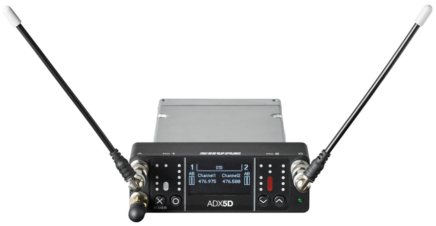 Shure Axient ADX5DUS Digital Dual-Channel Portable Wireless Receiver, B Band - PSSL ProSound and Stage Lighting