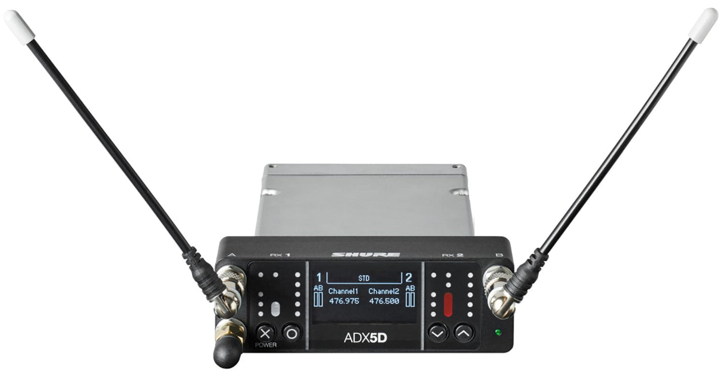 Shure Axient ADX5DUS Digital Dual-Channel Portable Wireless Receiver, C Band - PSSL ProSound and Stage Lighting