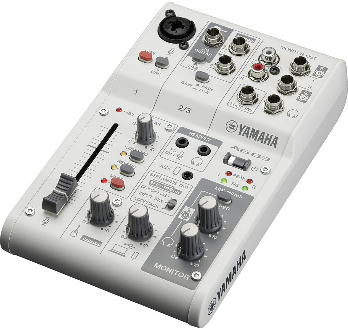 Yamaha AG03MK2-W 3-Channel Mixer / USB Interface for IOS/Mac/PC - White - PSSL ProSound and Stage Lighting