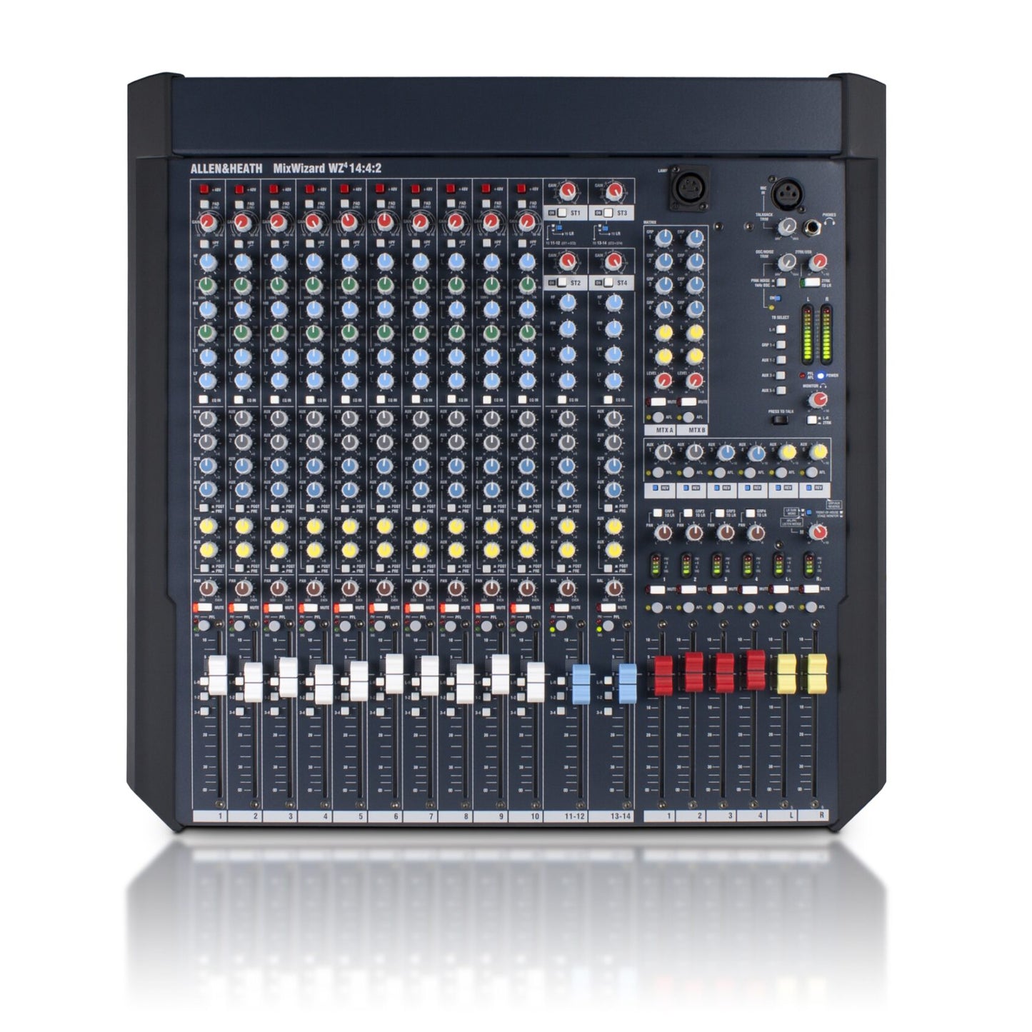 Allen & Heath AH-WZ414:4:2 10 Mic Line + 2 stereo rack mount mixer, 6 aux sends, 4 band EQ with dual swept mids, 4 Subgroups, rack mount