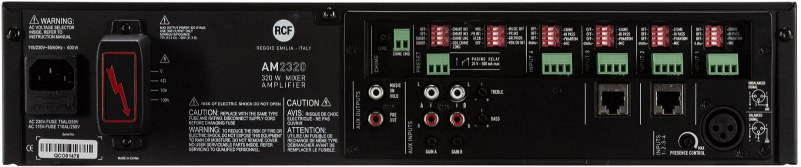 RCF AM 2320 4 Input Digital Mixer / Amplifier - 320 Watt RMS - PSSL ProSound and Stage Lighting