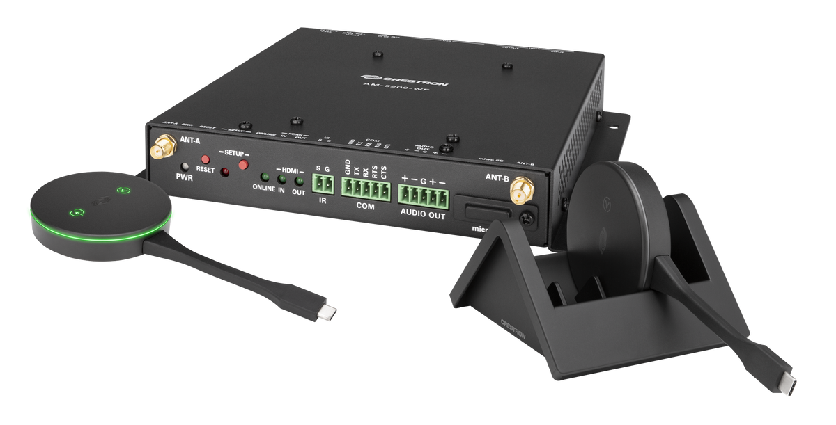Crestron AM3-212 KIT AirMedia Series 3 Kit with AM-3200-WF Receiver, two AM-TX3-100 Adaptors, and Cradle
