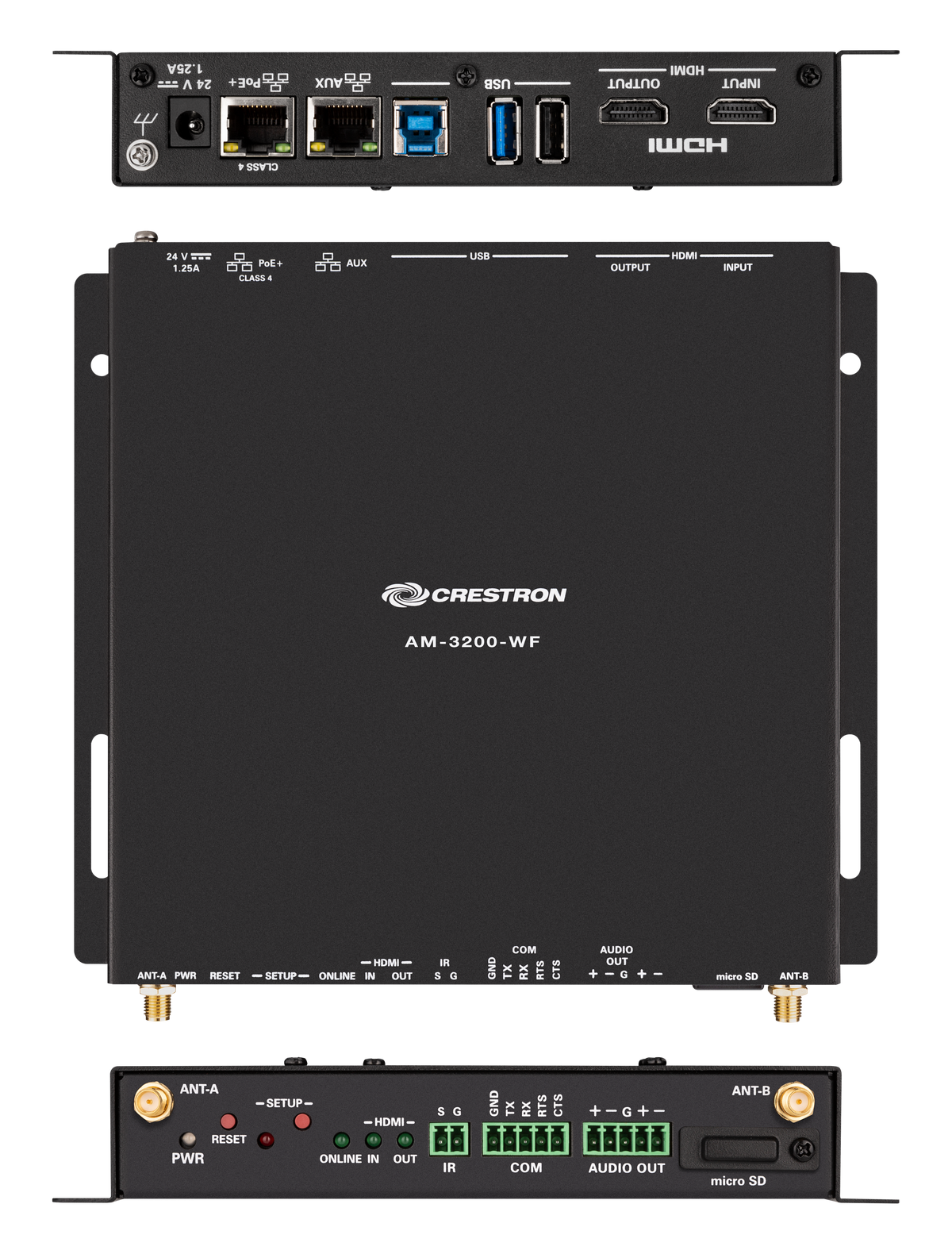 Crestron AM3-212 KIT AirMedia Series 3 Kit with AM-3200-WF Receiver, two AM-TX3-100 Adaptors, and Cradle