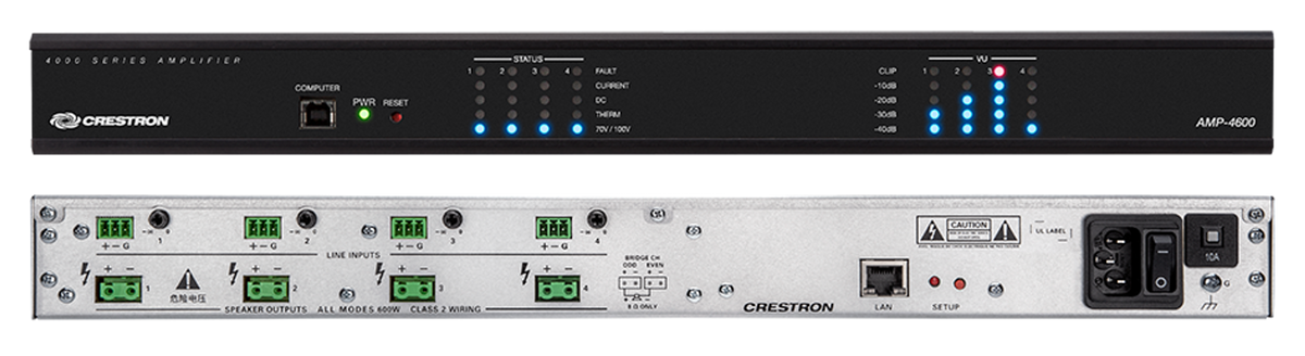 Crestron AMP-4600 4-Channel Power Amplifier, 600W/Ch.
