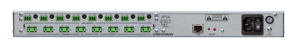 Crestron AMP-8150 8-Channel Power Amplifier, 150W/Ch., 4/8 Ohm or 70V, North America & Japan, 100-120V