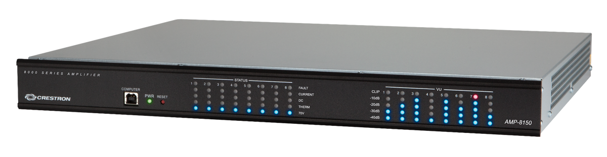 Crestron AMP-8150 8-Channel Power Amplifier, 150W/Ch., 4/8 Ohm or 70V, North America & Japan, 100-120V