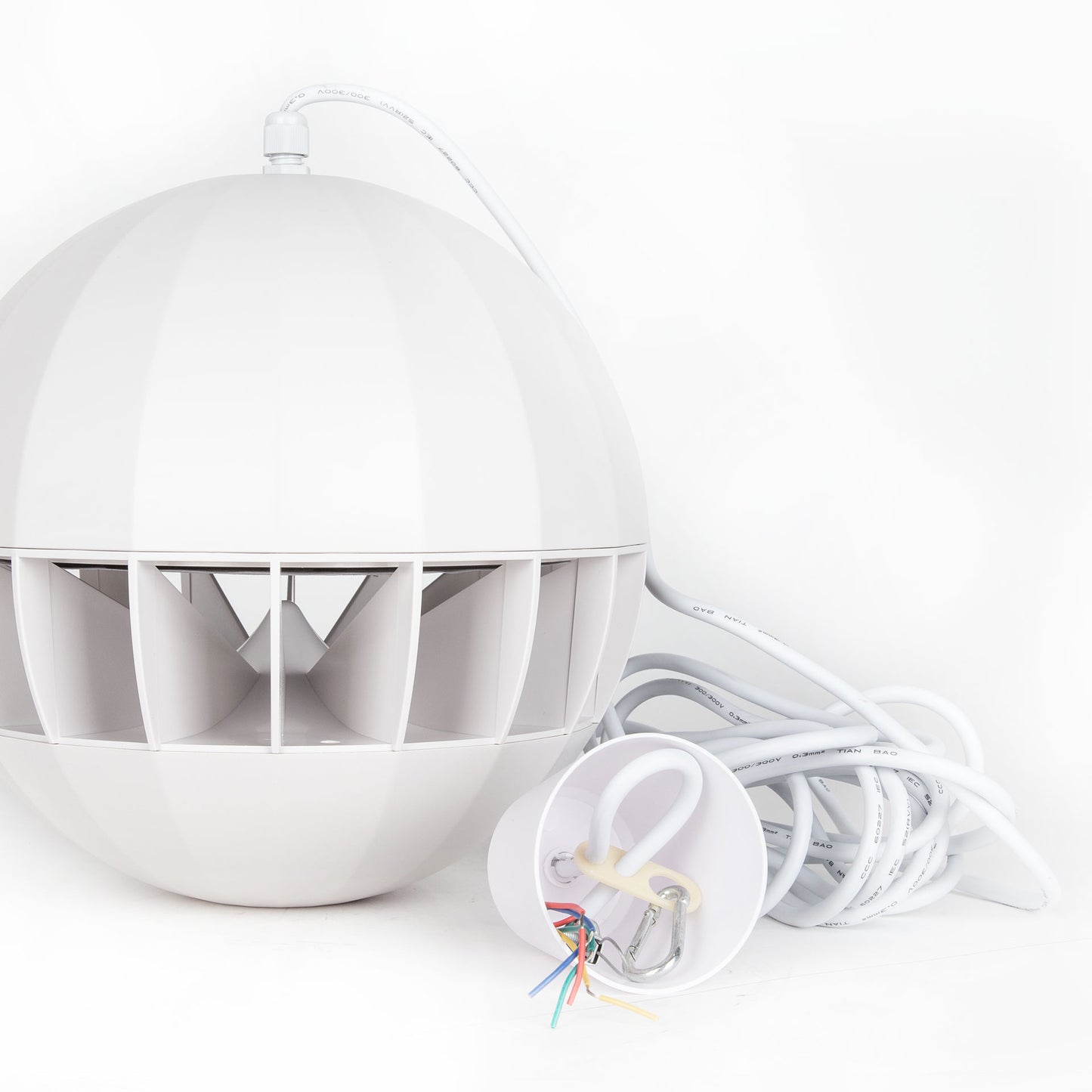 RCF BS 8 Passive Pendent Ball Speaker, 5/10/20W, 100V, 5M Suspension Cable (White)