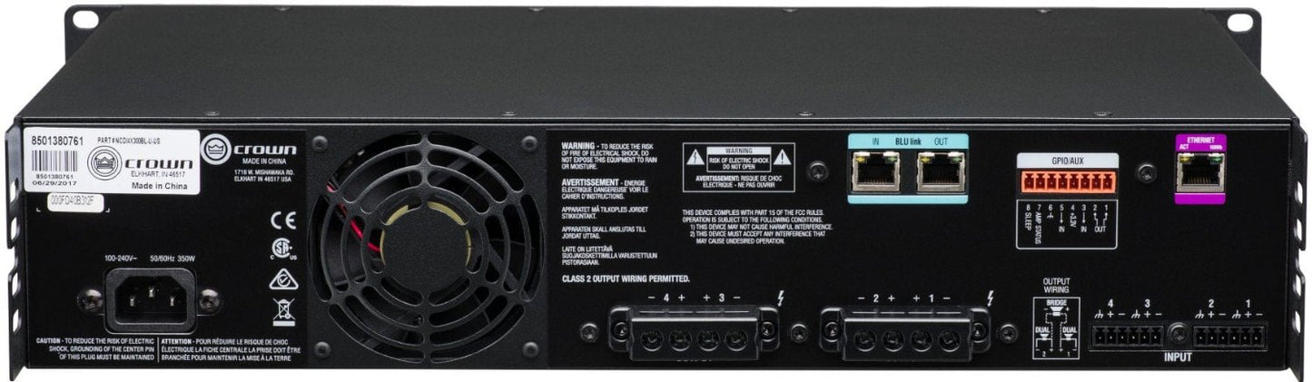 Crown CDi4x300BL 4-Channel 300 Watt Power Amplifier with BLU Link - PSSL ProSound and Stage Lighting