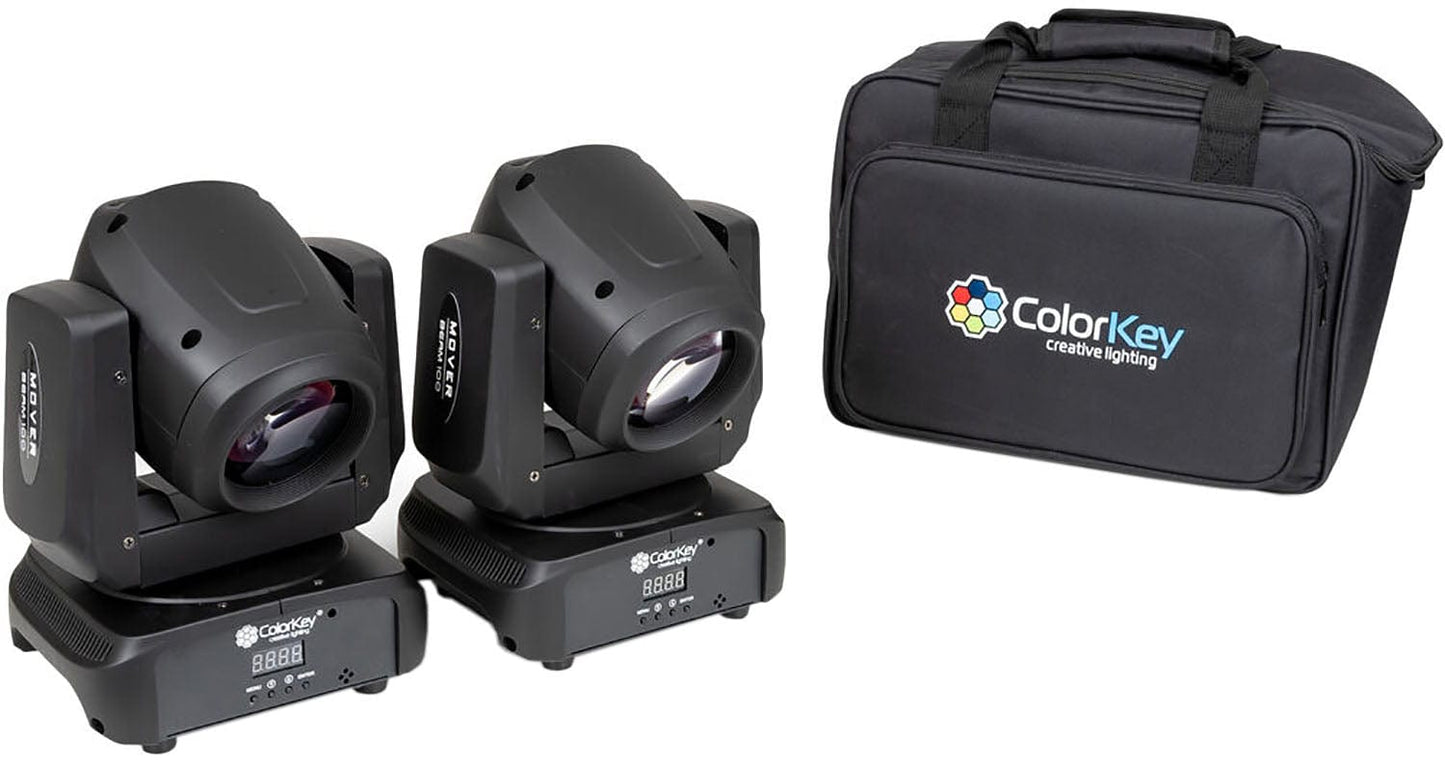 ColorKey CKU-5062 Mover Beam 100 Bundle - 2-Pack with Carrying Bag - PSSL ProSound and Stage Lighting