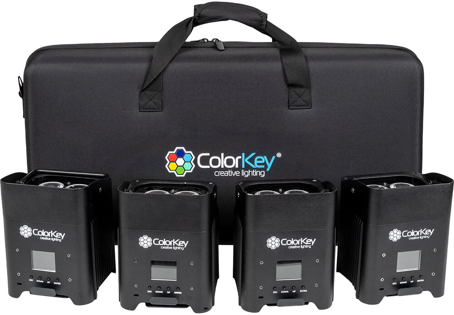 ColorKey CKU-7064 AirPar HEX 4 Bundle - 4-Pack with Hardshell Case - PSSL ProSound and Stage Lighting