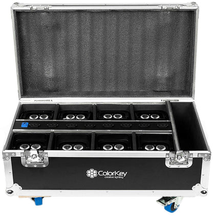 ColorKey CKU-9078 8-Piece Charging Road Case with Casters for AirPar HEX 4 - PSSL ProSound and Stage Lighting