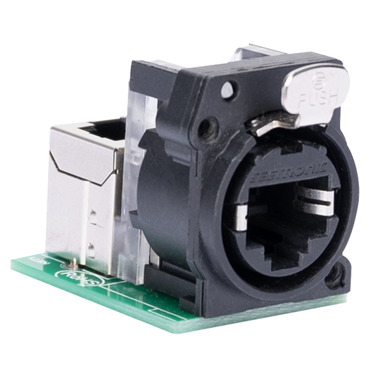Elation CON045 Netron PCBCAT6 Connector - Locking RJ45 CAT6A (Front) / RJ45 CAT6A (Back)