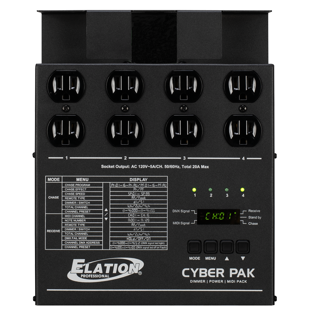Elation CYBER PACK E520 4 Channel Power, Dimmer and Midi Pack