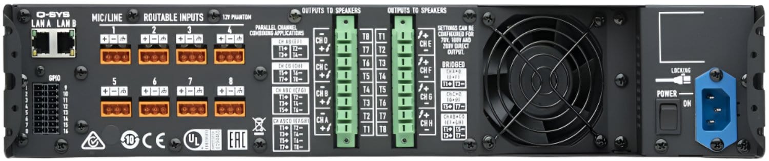 Q-SYS CX-Q 4K8 8-Channel - 500-Watt per Channel - Q-Sys Network Amplifier - ProSound and Stage Lighting