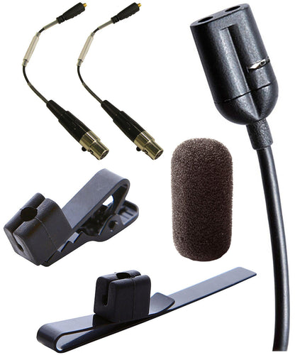 Point Source Audio CX2-8L-XSH Dual Pattern Lavalier Mic with X-Connector for Shure - Black - PSSL ProSound and Stage Lighting