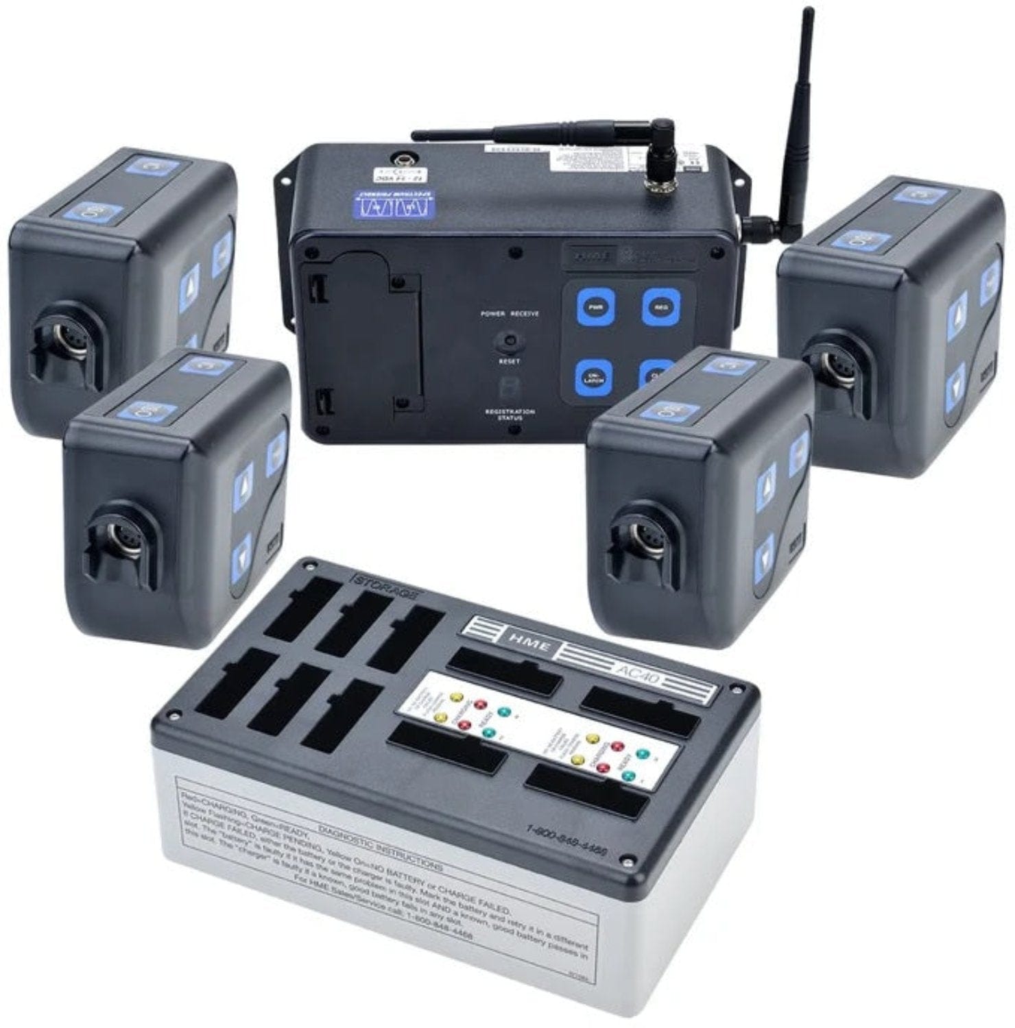 Clear-Com DX100 System 4-User Bundle 1-Channel 2.4GHz (No Headsets) with Base and 4x Beltpacks - PSSL ProSound and Stage Lighting