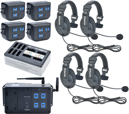 Clear-Com DX100 System 4-User Bundle 1-Channel 2.4GHz with 1x Base / 4x Beltpacks / 4x Headsets