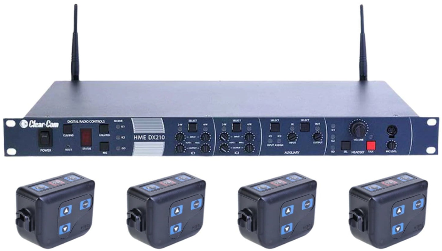 Clear-Com DX210 System 4-User Bundle 2-Channel 2.4GHz with 1x BS210 / 4x BP210 - PSSL ProSound and Stage Lighting