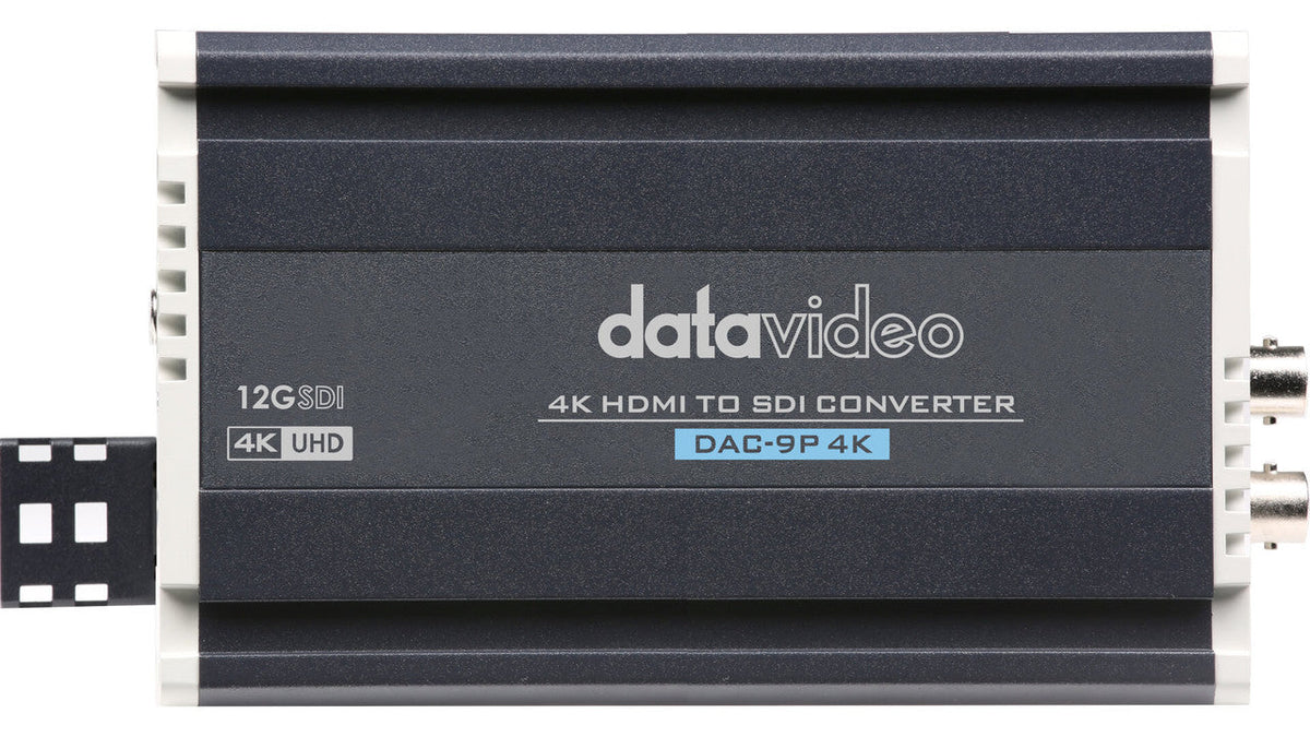 Datavideo DAC9P-4K 4K HDMI to 12G-SDI Converter with embedded audio. Rack mount kit available. It fits 8x DAC-8P-4K in a 2RU 19" rack mount. Please look at RMK-2.