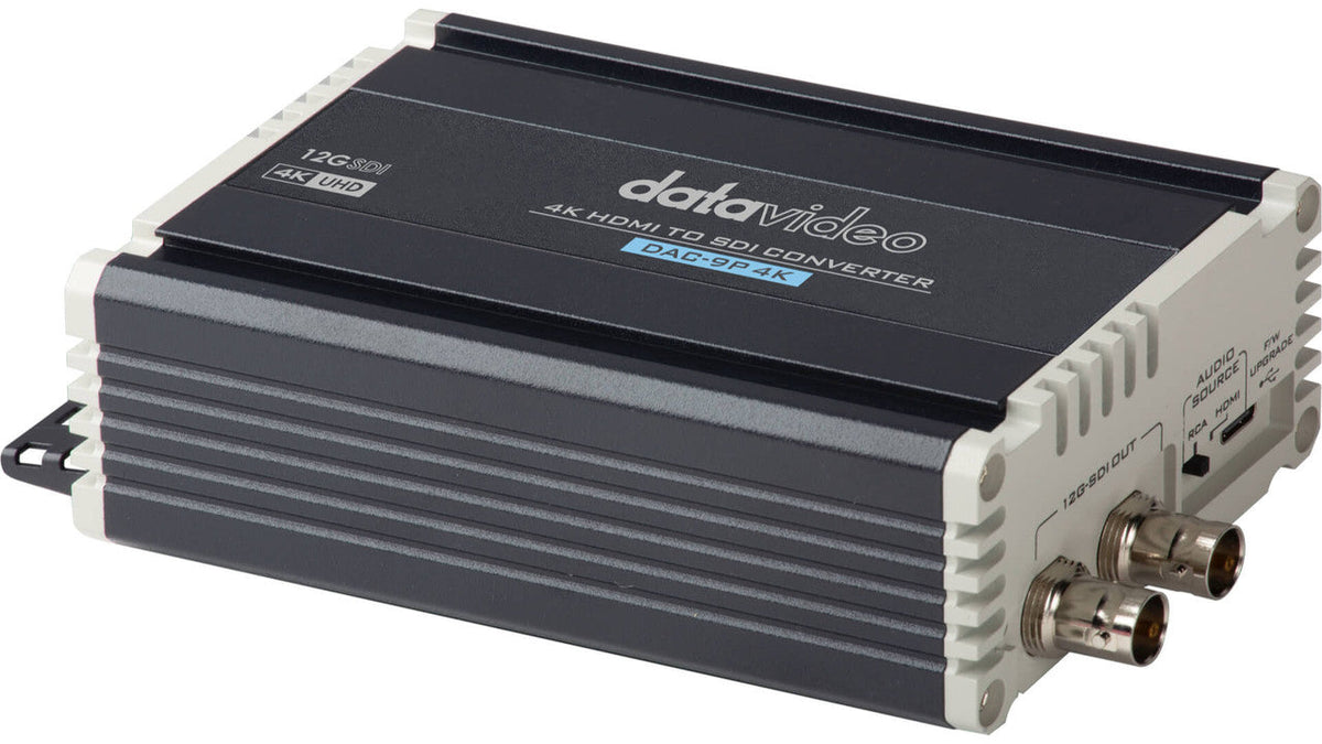 Datavideo DAC9P-4K 4K HDMI to 12G-SDI Converter with embedded audio. Rack mount kit available. It fits 8x DAC-8P-4K in a 2RU 19" rack mount. Please look at RMK-2.