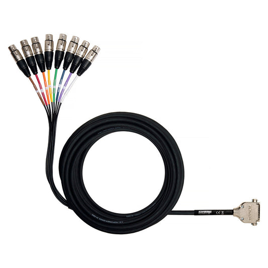 Shure DB25-XLRF 8 Channel DB25 to XLR Female Audio Snake, 25 ft.
