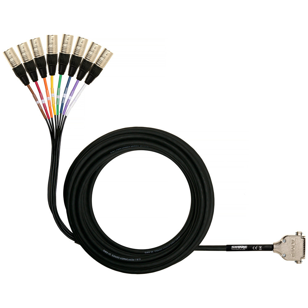 Shure DB25-XLRM 8 Channel DB25 to XLR Male Audio Snake, 25 ft.