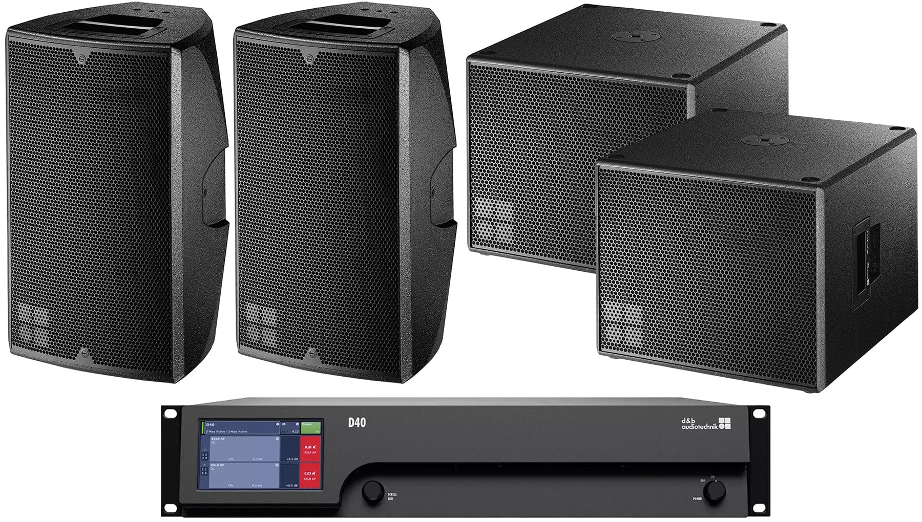 D&B Audiotechnik E-Series System E12 Loudspeakers (x2) and E15X Subwoofers (x2) with D40 Amplifier - PSSL ProSound and Stage Lighting