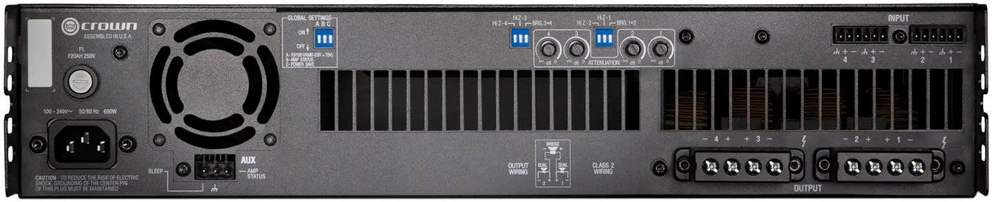 Crown DCI4X600 4 Channel 600 Watt 4 Ohm Analog Power Amplifier - 70/100 Volt - PSSL ProSound and Stage Lighting