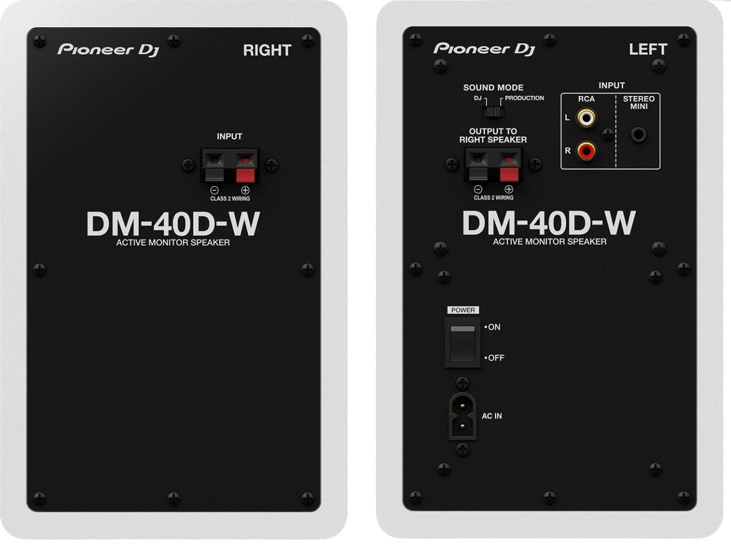 Pioneer DJ DM-40D 4" Two-Way Active Desktop Monitor System (Pair, White) - PSSL ProSound and Stage Lighting