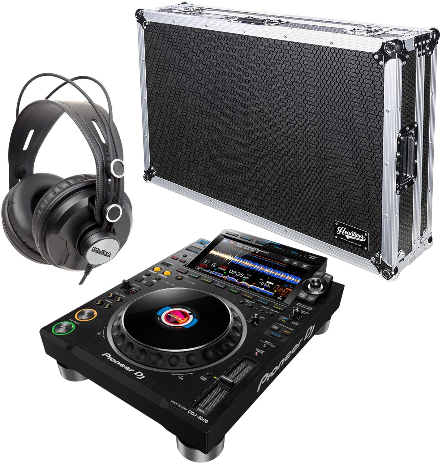 Pioneer DJ CDJ-3000 Professional DJ Multiplayer with Case and Headphones Bundle - PSSL ProSound and Stage Lighting