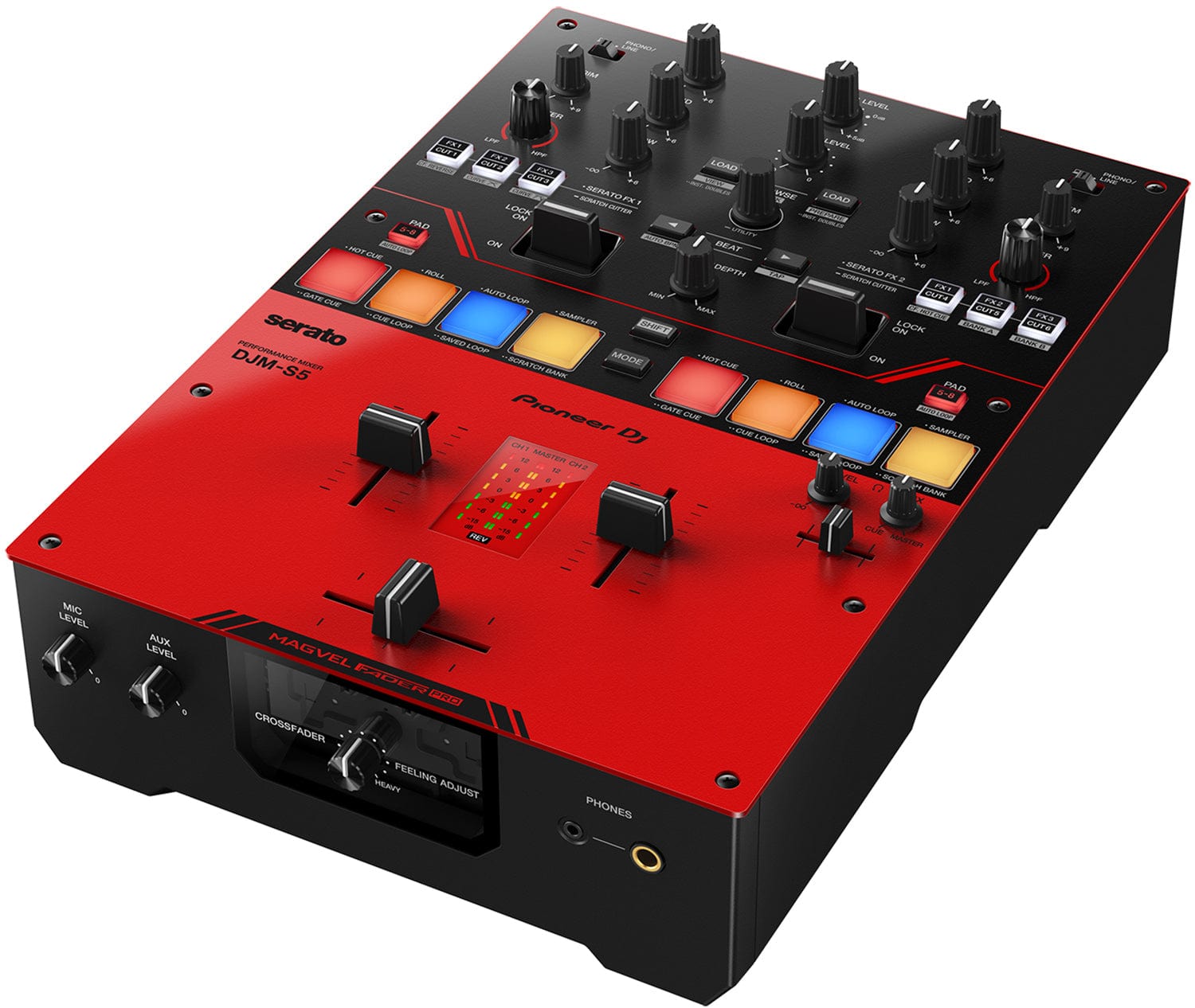 Pioneer DJ DJM-S5 DJ Mixer With Stashpack and Headphone Bundle - PSSL ProSound and Stage Lighting