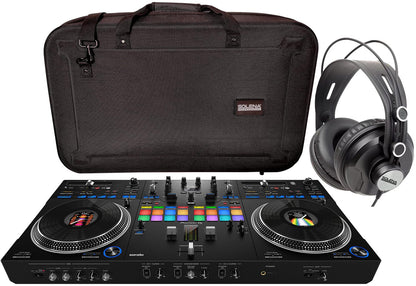 Pioneer DJ DDJ-REV7 Motorized DJ Controller With Case and Headphone Bundle - PSSL ProSound and Stage Lighting