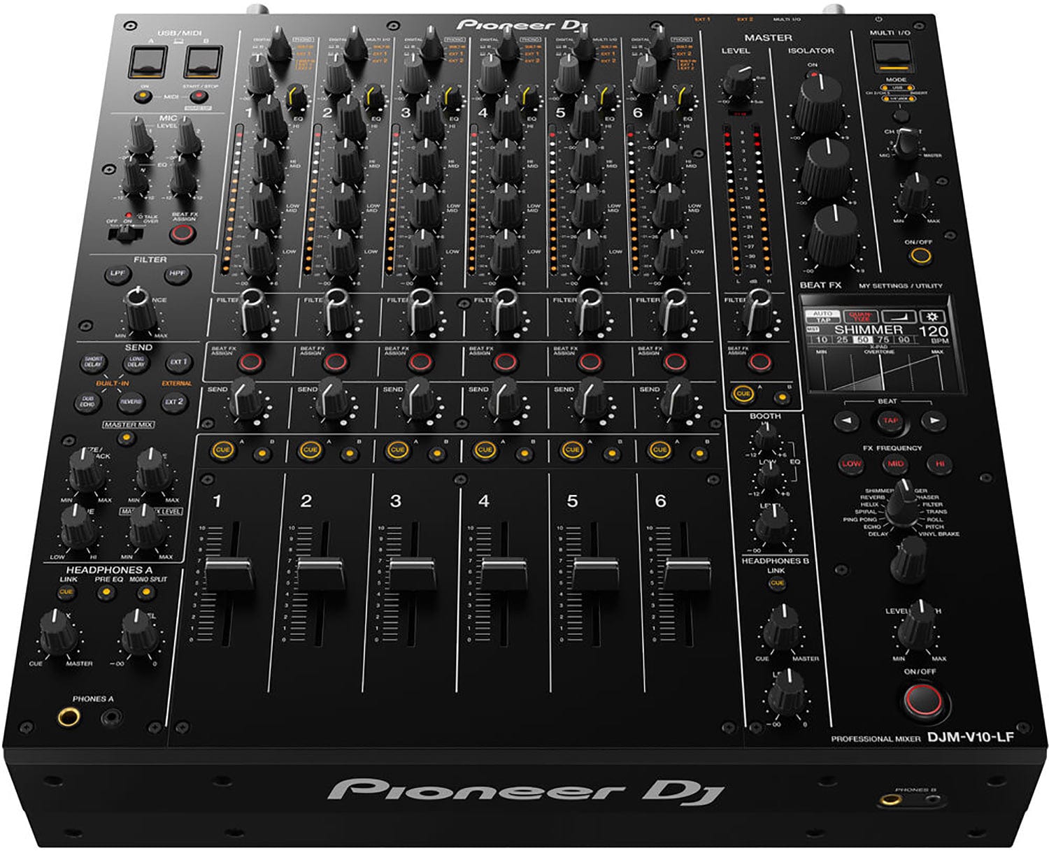 Pioneer DJ DJM-V10 6-Channel Professional DJ Mixer with MGA41025 Road Case Bundle - PSSL ProSound and Stage Lighting