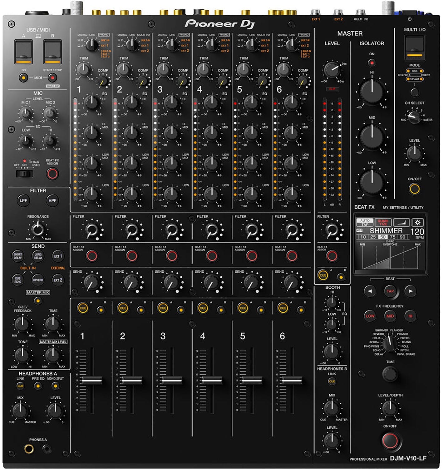 Pioneer DJ DJM-V10 6-Channel Professional DJ Mixer with MGA41025 Road Case Bundle - PSSL ProSound and Stage Lighting