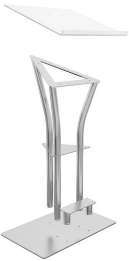 Global Truss DT-ERGO-LECTERN Lectern with Acrylic Top / Foot Stand / Built-In Shelf - Aluminum - PSSL ProSound and Stage Lighting