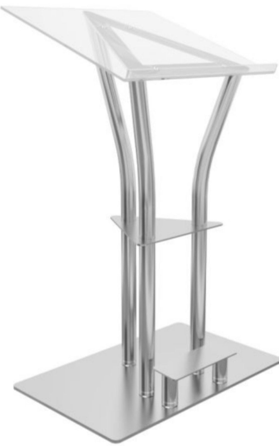 Global Truss DT-ERGO-LECTERN Lectern with Acrylic Top / Foot Stand / Built-In Shelf - Aluminum - PSSL ProSound and Stage Lighting