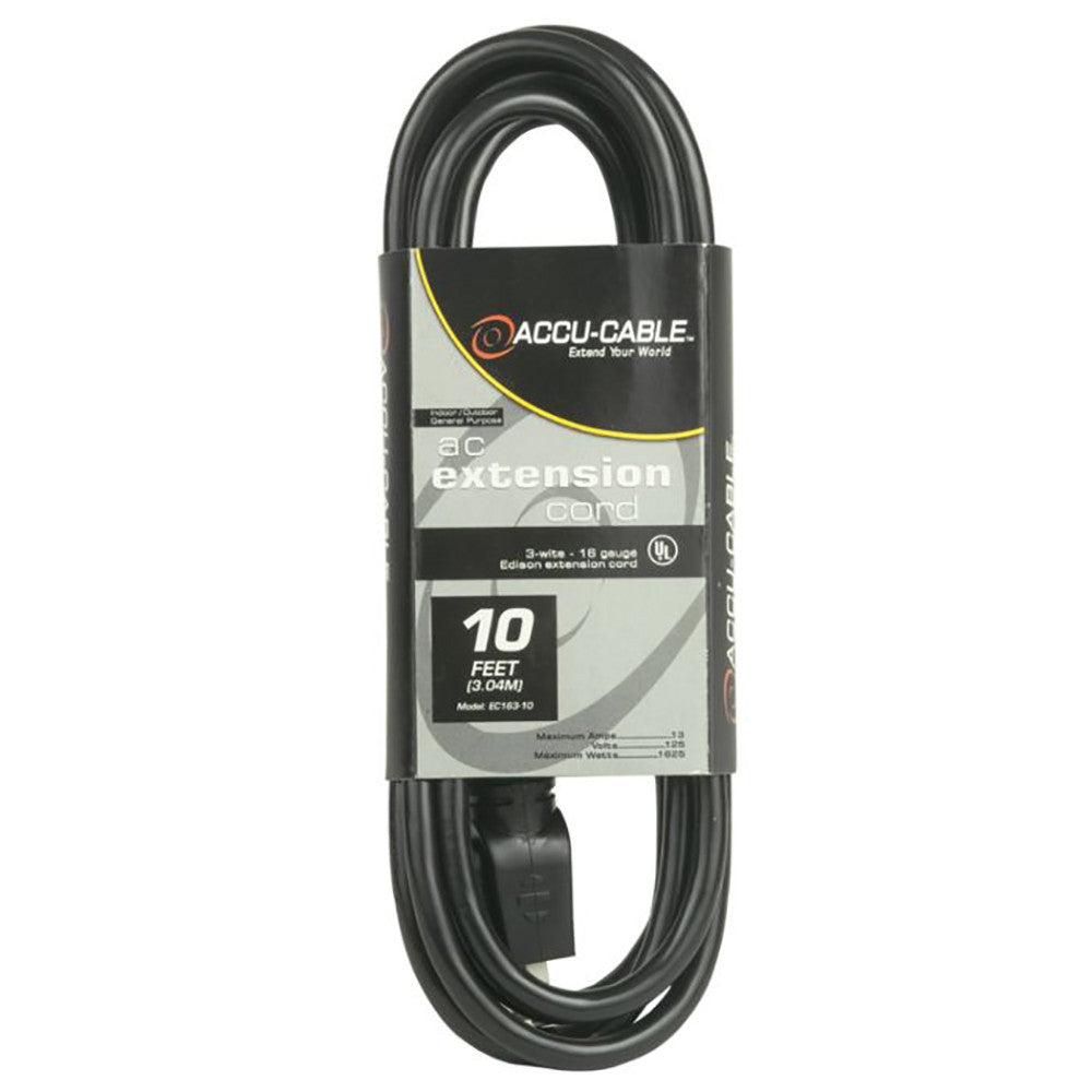 Elation EC163-10 10'BLK,16/3 GAUGE,EDISON EXTEN