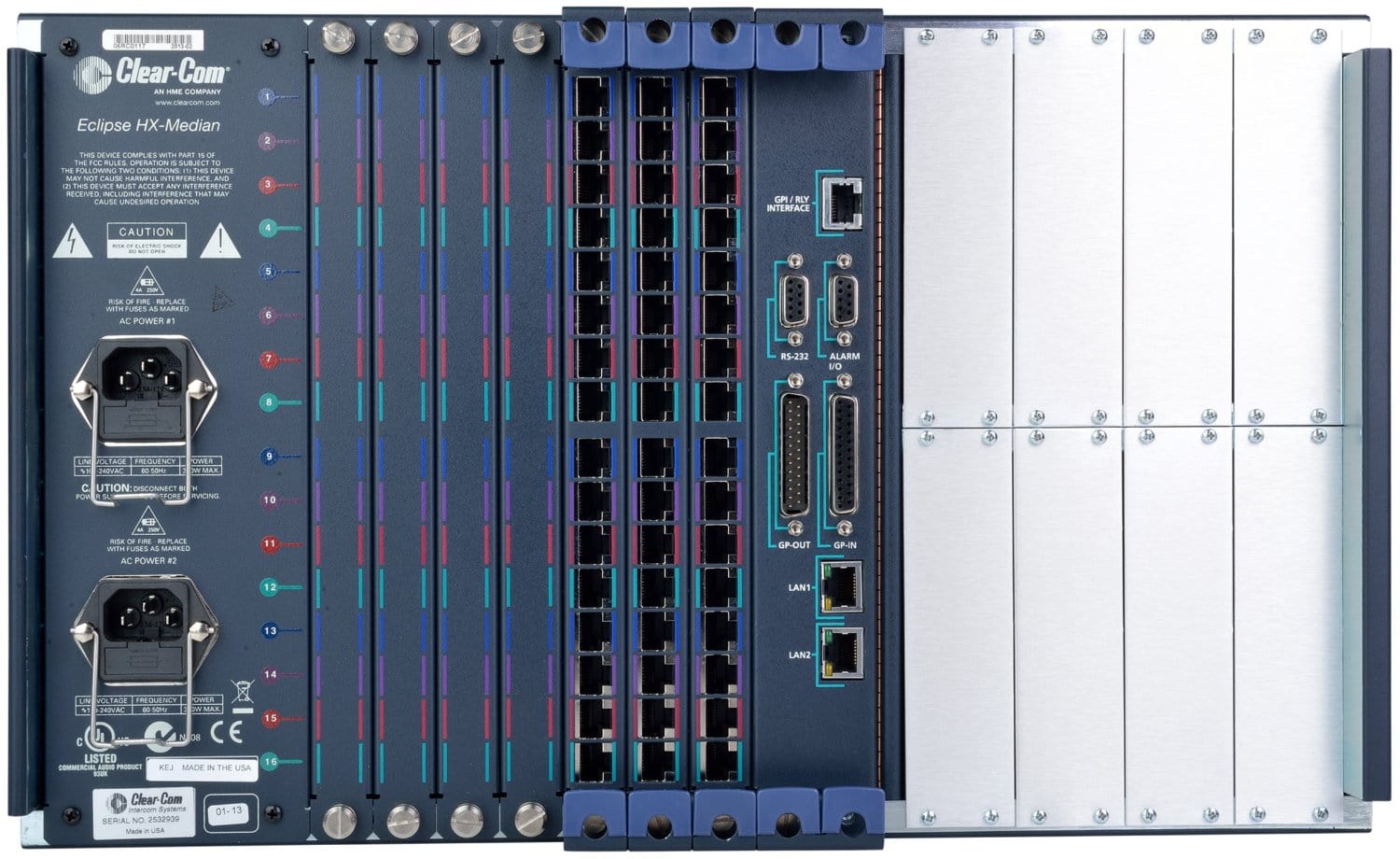 Clear.com Intercom Model Clear-Com Eclipse HX-MEDIAN-64P Intercom Frame with 64 Ports