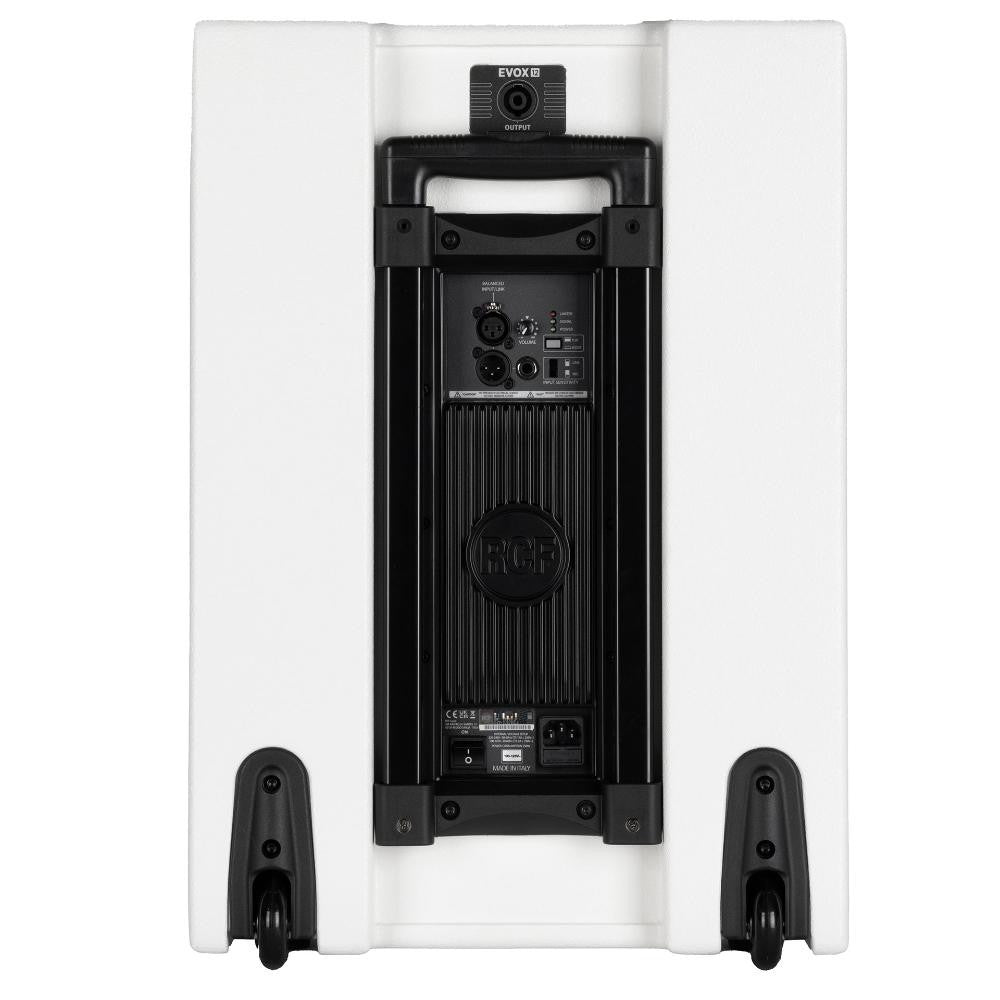 RCF EVOX-12-SYSTEM-W Active 1400W Portable PA System (Baltic Birch), 15" Subwoofer and (8)x4" Top (White)