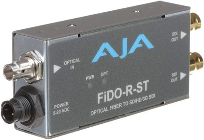 AJA Video Systems FIDO-R-ST Optical Fiber to 3G-SDI Dual Out Mini Converter - PSSL ProSound and Stage Lighting