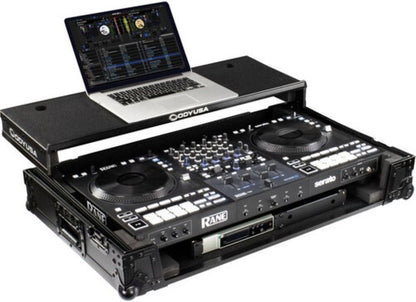 Odyssey FZGSRANE4W1BL RANE FOUR Black Label 1U Wheeled Flight Case with Laptop Tray - PSSL ProSound and Stage Lighting