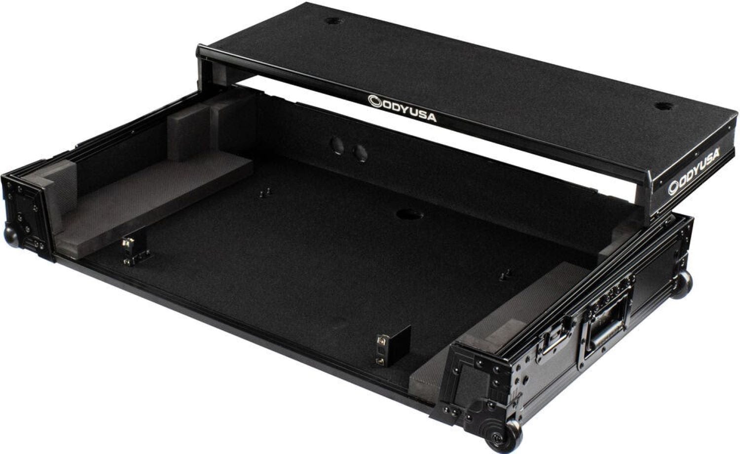 Odyssey FZGSRANE4W1BL RANE FOUR Black Label 1U Wheeled Flight Case with Laptop Tray - PSSL ProSound and Stage Lighting