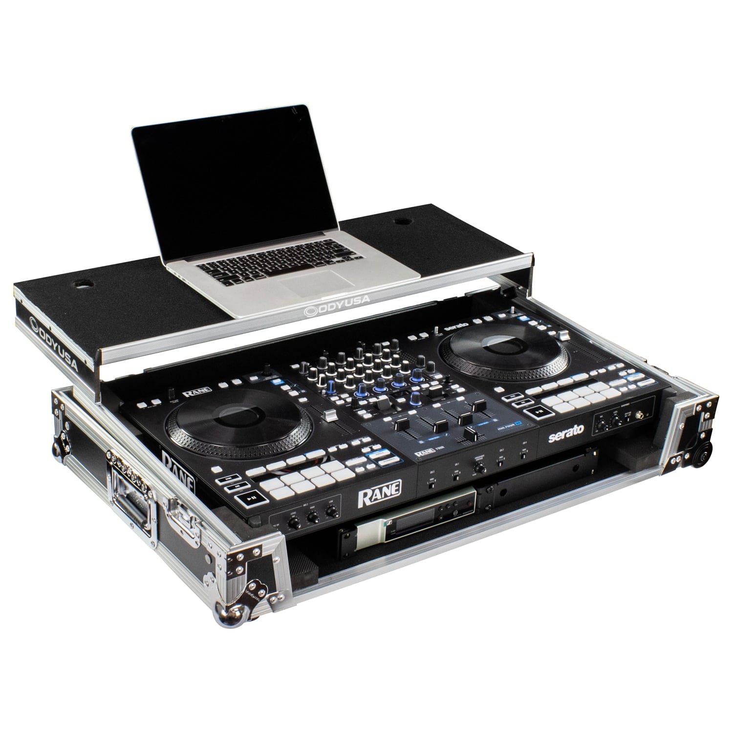 Odyssey FZGSRANE4W1 RANE FOUR 1U Flight Case with Glide Style Laptop Platform and Wheels - PSSL ProSound and Stage Lighting