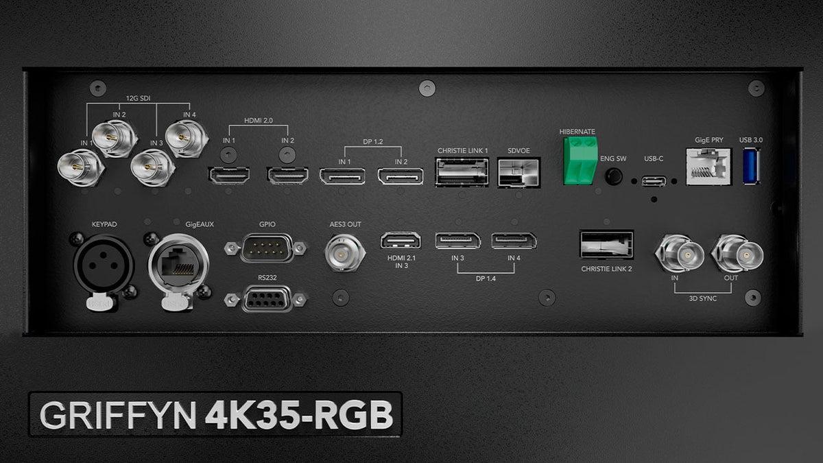 Christie Digital 163-049104-03 Griffyn 4K35-RGB, 3DLP, 4K, 36,500 ISO lms, 175lbs, RGB Laser Illumination - no lens