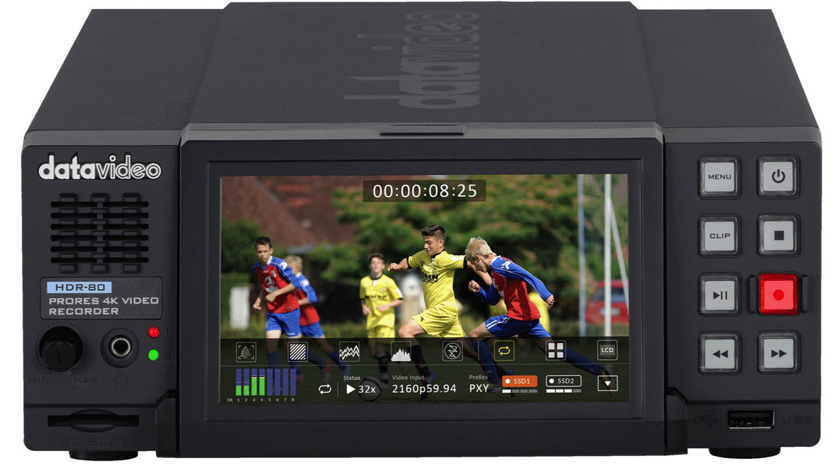 Datavideo HDR-80 4K ProRes Recorder with a touch screen panel for monitoring and operating (Desktop Model)