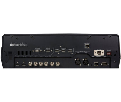 Datavideo HS-1300 6 input HD mobile studio with built-in streaming and recording. It comes with 4x HD-SDI and 2x HDMI inputs.
