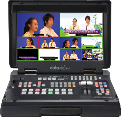Datavideo HS-1300 6 input HD mobile studio with built-in streaming and recording. It comes with 4x HD-SDI and 2x HDMI inputs.