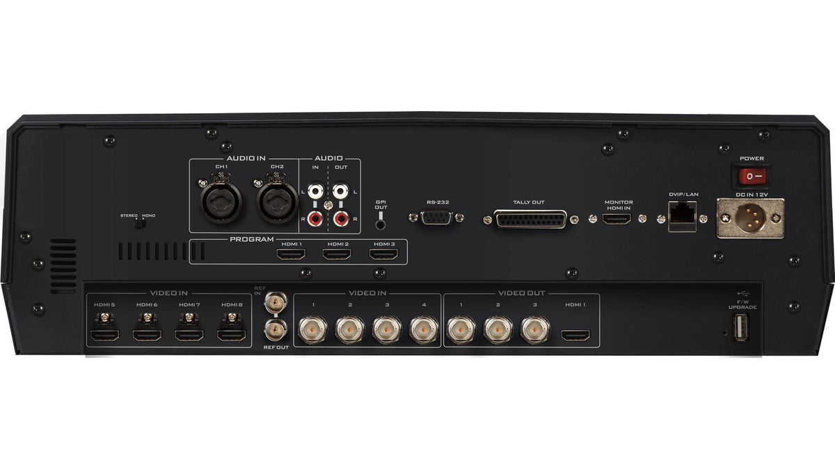 Datavideo HS-2600 8 input HD-SDI and HDMI hand carried mobile studio with built-in 17.3" LCD monitor, H.264 streaming encoder, and recorder.